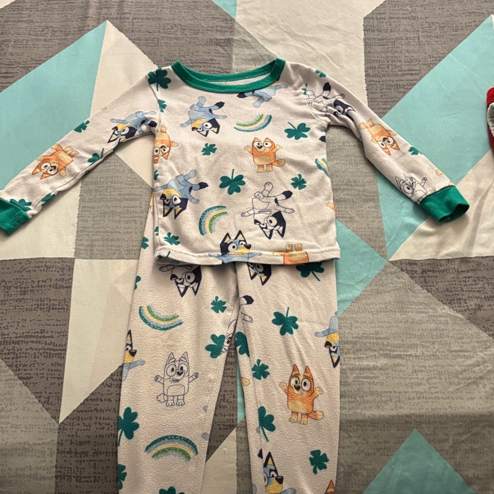 Kids Cartoon Character Pajamas - Green Trim